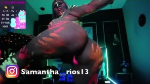 Beautiful webcam model does neon dildo show