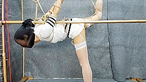 Chinese Lady Tied On Rack And Nylon Hooded